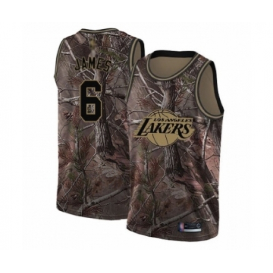 Men's Los Angeles Lakers 6 LeBron James Swingman Camo Realtree Collection Basketball Jersey