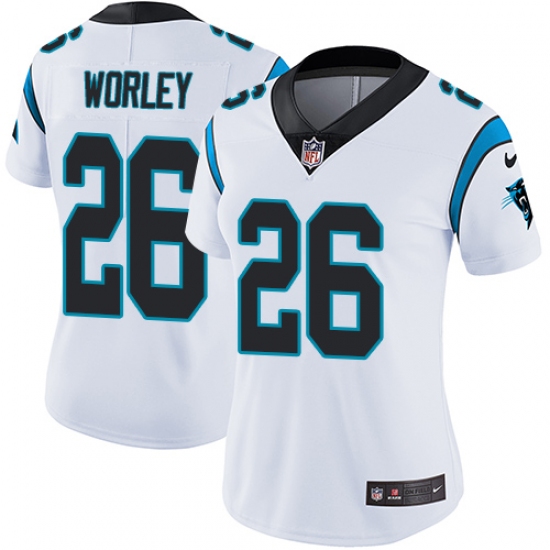 Women's Nike Carolina Panthers 26 Daryl Worley White Vapor Untouchable Limited Player NFL Jersey