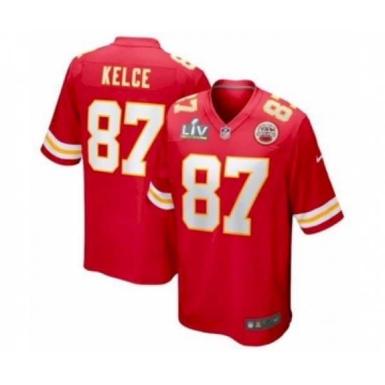 Youth Kansas City Chiefs 87 Travis Kelce Red Super Bowl LV Game Jersey