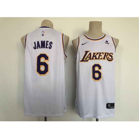 Men's Nike Los Angeles Lakers 6 LeBron James White Swingman Association Edition Jersey