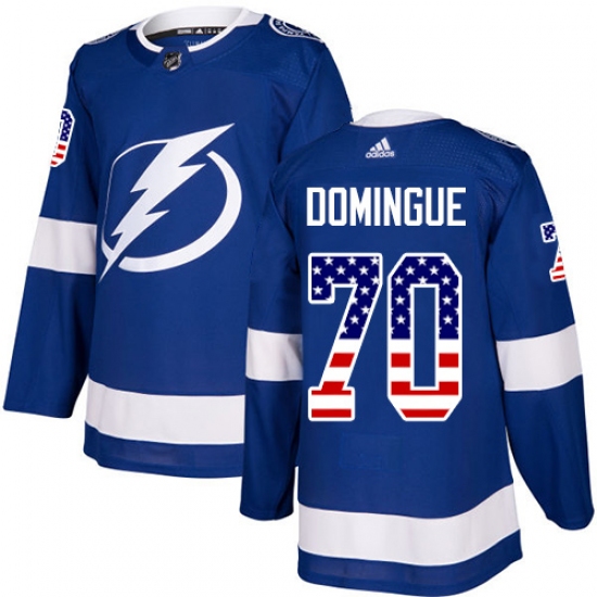 Youth Adidas Tampa Bay Lightning 70 Louis Domingue Authentic Blue USA Flag Fashion NHL Jersey