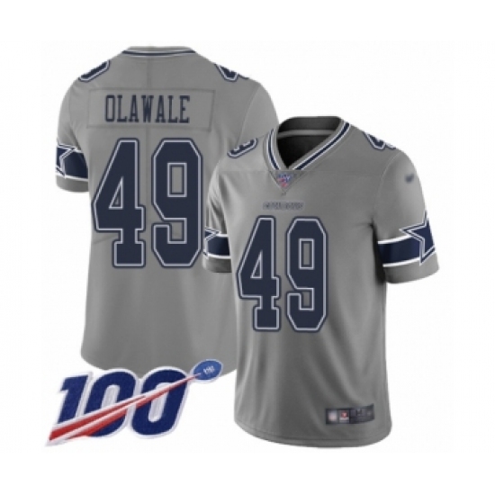 Youth Dallas Cowboys 49 Jamize Olawale Limited Gray Inverted Legend 100th Season Football Jersey