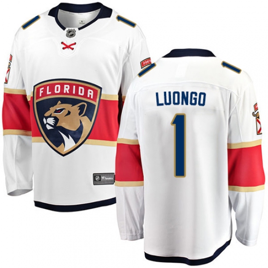 Men's Florida Panthers 1 Roberto Luongo Fanatics Branded White Away Breakaway NHL Jersey