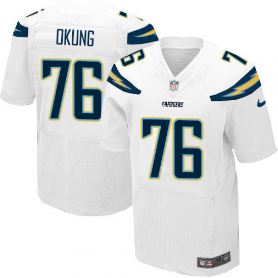 Men's Nike Los Angeles Chargers 76 Russell Okung Elite White NFL Jersey