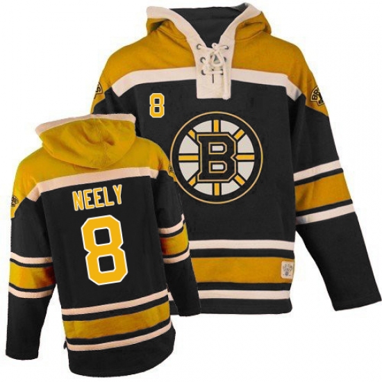 Men's Old Time Hockey Boston Bruins 8 Cam Neely Authentic Black Sawyer Hooded Sweatshirt NHL Jersey