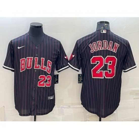 Men's Chicago Bulls 23 Michael Jordan Black Cool Base Stitched Baseball Jersey
