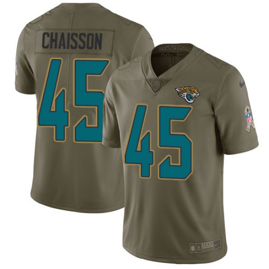 Youth Jacksonville Jaguars 45 K'Lavon Chaisson Olive Stitched NFL Limited 2017 Salute To Service Jersey