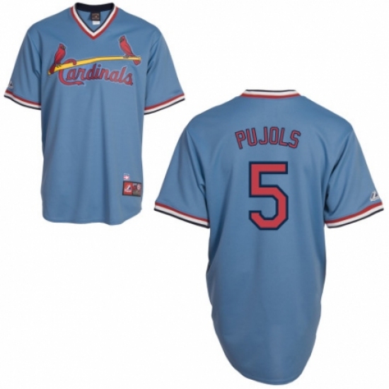 Men's Majestic St. Louis Cardinals 5 Albert Pujols Authentic Blue Cooperstown Throwback MLB Jersey