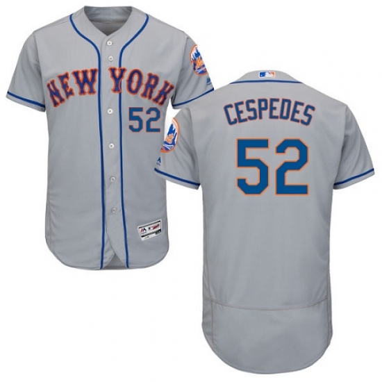 Men's Majestic New York Mets 52 Yoenis Cespedes Grey Road Flex Base Authentic Collection MLB Jersey