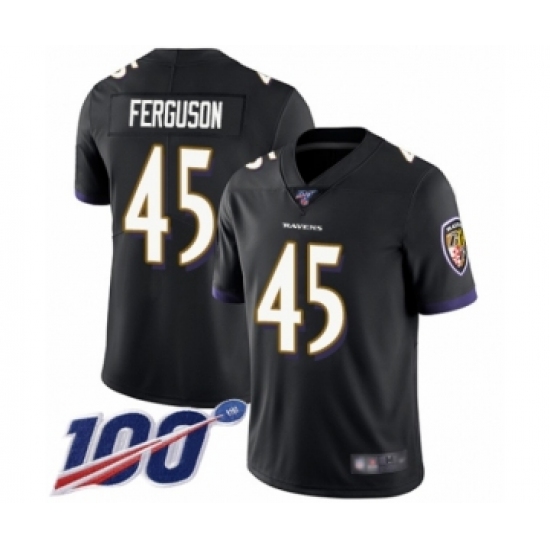 Men's Baltimore Ravens 45 Jaylon Ferguson Black Alternate Vapor Untouchable Limited Player 100th Season Football Jersey