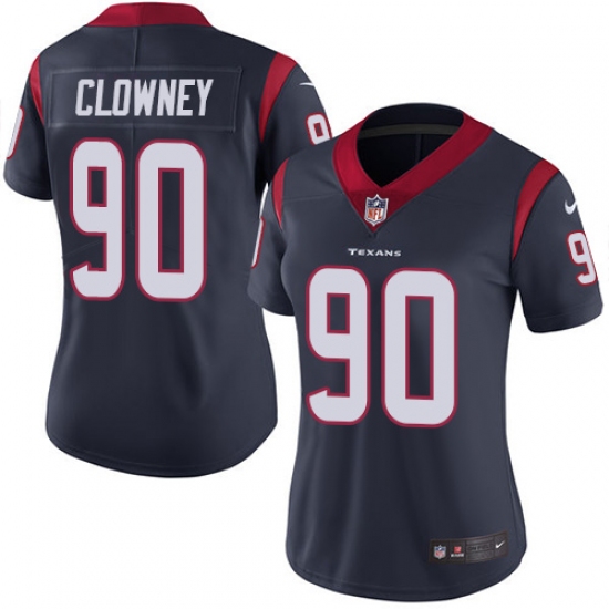 Women's Nike Houston Texans 90 Jadeveon Clowney Limited Navy Blue Team Color Vapor Untouchable NFL Jersey