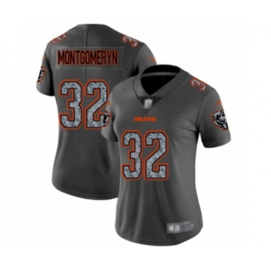 Women's Chicago Bears 32 David Montgomery Limited Gray Static Fashion Football Jersey