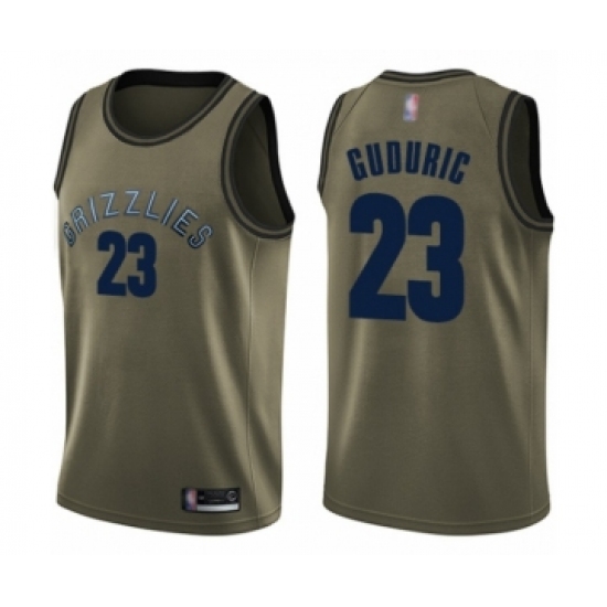 Youth Memphis Grizzlies 23 Marko Guduric Swingman Green Salute to Service Basketball Jersey