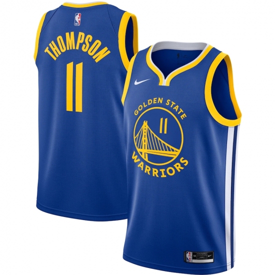 Men's Golden State Warriors 11 Klay Thompson Nike Royal 2020-21 Swingman Jersey