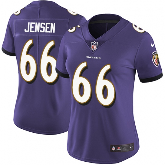 Women's Nike Baltimore Ravens 66 Ryan Jensen Purple Team Color Vapor Untouchable Limited Player NFL Jersey