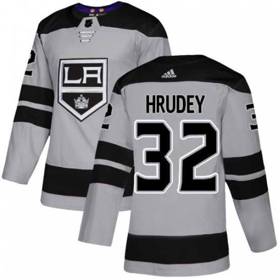 Men's Adidas Los Angeles Kings 32 Kelly Hrudey Premier Gray Alternate NHL Jersey