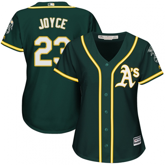 Women's Majestic Oakland Athletics 23 Matt Joyce Authentic Green Alternate 1 Cool Base MLB Jersey