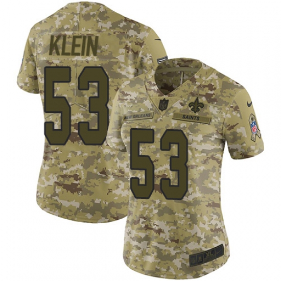 Women's Nike New Orleans Saints 53 A.J. Klein Limited Camo 2018 Salute to Service NFL Jersey