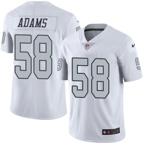 Men's Nike Oakland Raiders 58 Tyrell Adams Limited White Rush Vapor Untouchable NFL Jersey