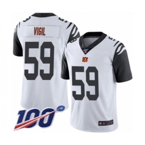 Men's Cincinnati Bengals 59 Nick Vigil Limited White Rush Vapor Untouchable 100th Season Football Jersey