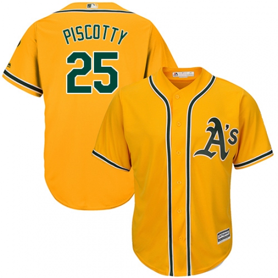 Men's Majestic Oakland Athletics 25 Stephen Piscotty Replica Gold Alternate 2 Cool Base MLB Jersey