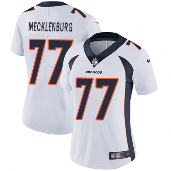 Women's Nike Denver Broncos 77 Karl Mecklenburg Elite White NFL Jersey