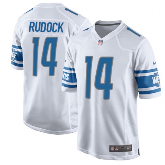 Men's Nike Detroit Lions 14 Jake Rudock Game White NFL Jersey