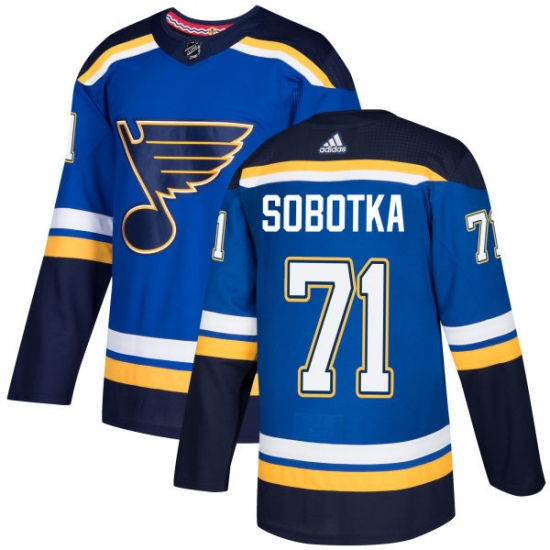 Men's Adidas St. Louis Blues 71 Vladimir Sobotka Premier Royal Blue Home NHL Jersey