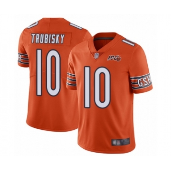 Men's Chicago Bears 10 Mitchell Trubisky Orange Alternate 100th Season Limited Football Jersey