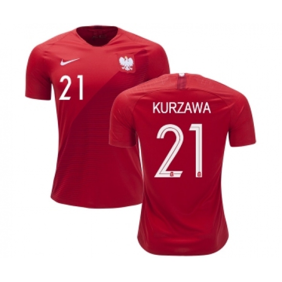 Poland 21 KURZAWA Away Soccer Country Jersey