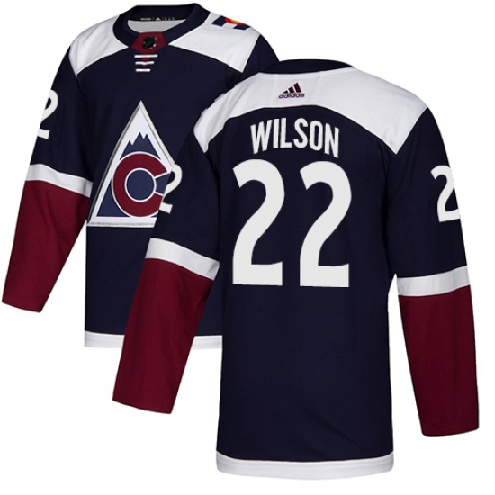 Men's Adidas Colorado Avalanche 22 Colin Wilson Authentic Navy Blue Alternate NHL Jersey