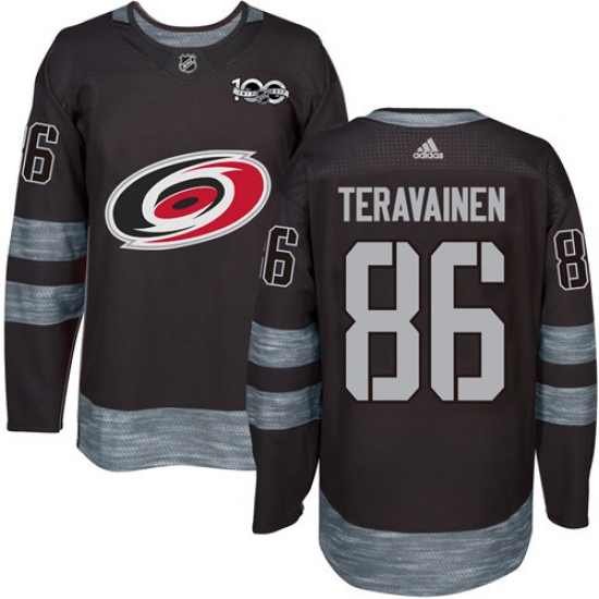 Men's Adidas Carolina Hurricanes 86 Teuvo Teravainen Premier Black 1917-2017 100th Anniversary NHL Jersey