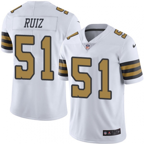 Youth New Orleans Saints 51 Cesar Ruiz White Stitched NFL Limited Rush Jersey