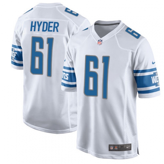 Men's Nike Detroit Lions 61 Kerry Hyder Game White NFL Jersey