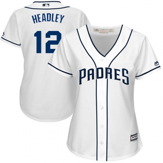 Women's Majestic San Diego Padres 12 Chase Headley Authentic White Home Cool Base MLB Jersey