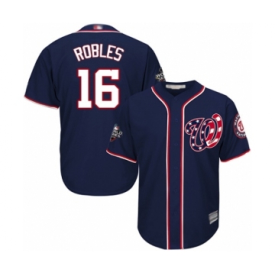 Youth Washington Nationals 16 Victor Robles Authentic Navy Blue Alternate 2 Cool Base 2019 World Series Bound Baseball Jersey