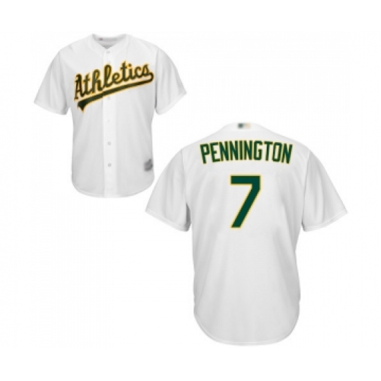 Men's Oakland Athletics 7 Cliff Pennington Replica White Home Cool Base Baseball Jersey