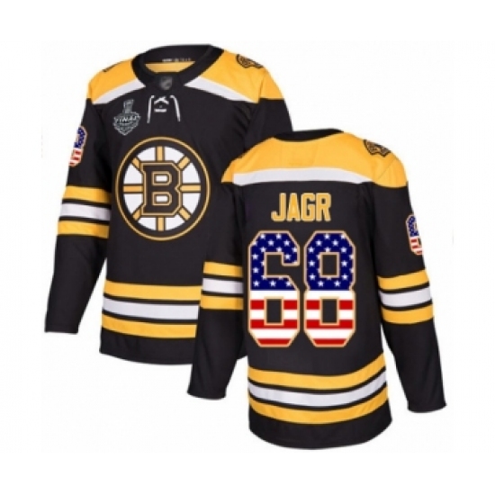 Men's Boston Bruins 68 Jaromir Jagr Authentic Black USA Flag Fashion 2019 Stanley Cup Final Bound Hockey Jersey