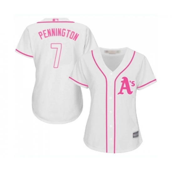 Women's Oakland Athletics 7 Cliff Pennington Replica White Fashion Cool Base Baseball Jersey