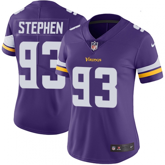 Women's Nike Minnesota Vikings 93 Shamar Stephen Purple Team Color Vapor Untouchable Limited Player NFL Jersey