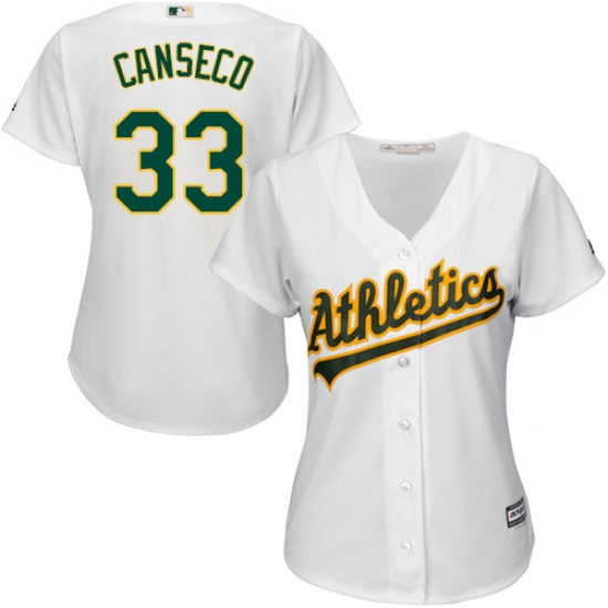 Women's Majestic Oakland Athletics 33 Jose Canseco Replica White Home Cool Base MLB Jersey