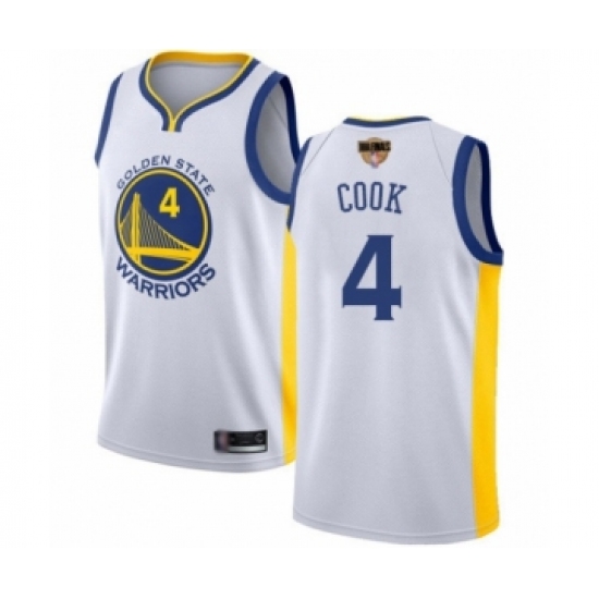 Women's Golden State Warriors 4 Quinn Cook Swingman White Basketball 2019 Basketball Finals Bound Jersey - Association Edition