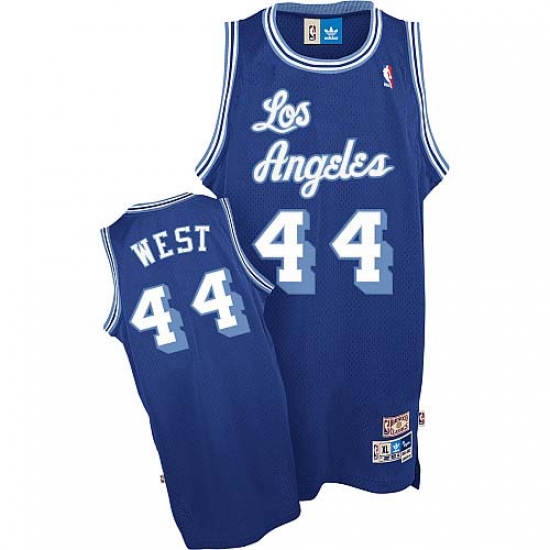 Men's Mitchell and Ness Los Angeles Lakers 44 Jerry West Authentic Blue Throwback NBA Jersey