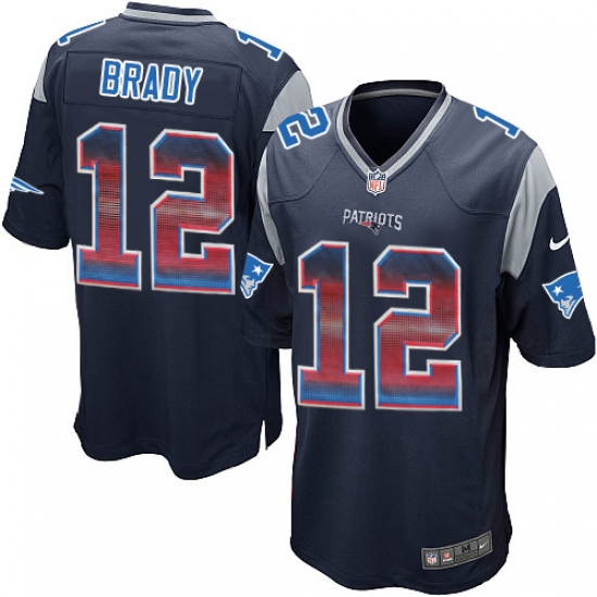 Youth Nike New England Patriots 12 Tom Brady Limited Navy Blue Strobe NFL Jersey