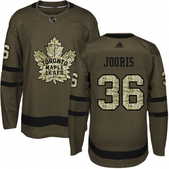 Men's Adidas Toronto Maple Leafs 36 Josh Jooris Authentic Green Salute to Service NHL Jersey