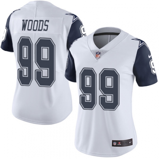 Women's Nike Dallas Cowboys 99 Antwaun Woods Limited White Rush Vapor Untouchable NFL Jersey