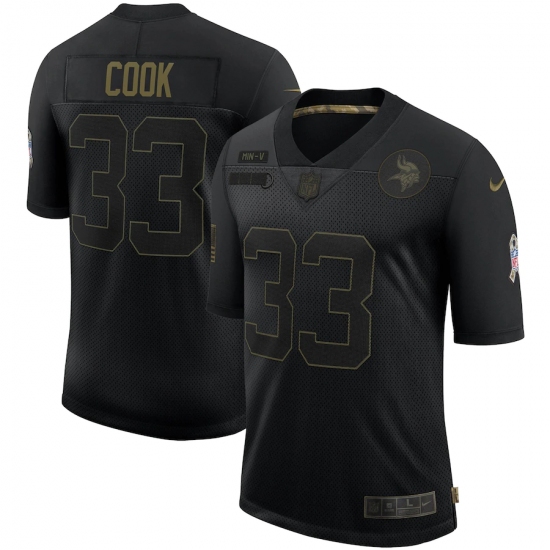 Men's Minnesota Vikings 33 Dalvin Cook Black Nike 2020 Salute To Service Limited Jersey