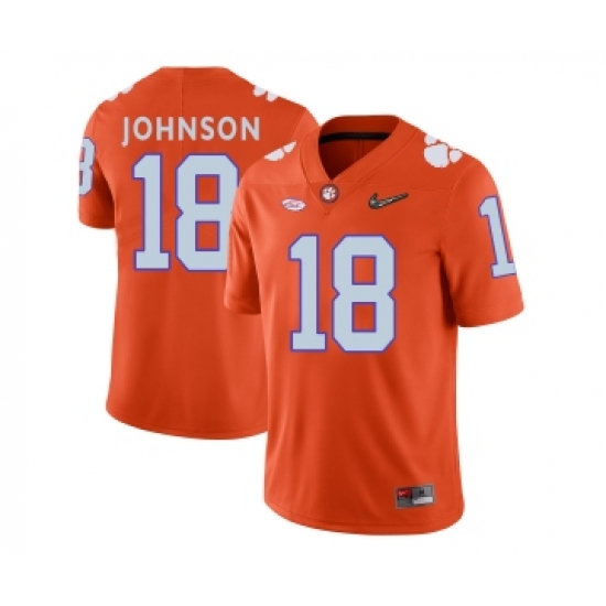 Clemson Tigers 18 Jadar Johnson Orange With Diamond Logo College Football Jersey