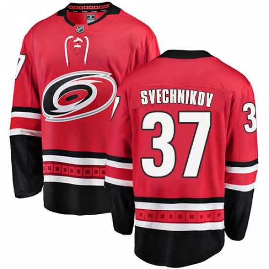 Youth Carolina Hurricanes 37 Andrei Svechnikov Authentic Red Home Fanatics Branded Breakaway NHL Jersey