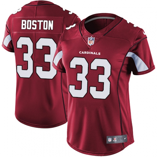 Women Nike Arizona Cardinals 33 Tre Boston Red Team Color Vapor Untouchable Limited Player NFL Jersey